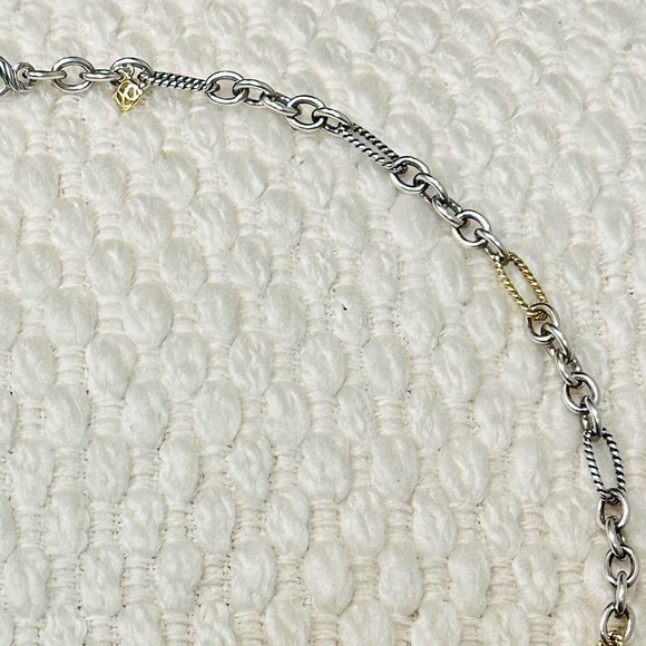 David Yurman 32” Oval Link 925 Sterling Silver 18K Gold Figaro Chain Necklace - Picture 6 of 10